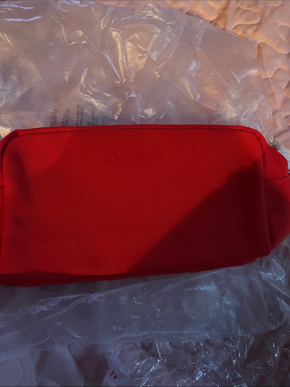 Shiseido Red Canvas Cosmetic Pouch